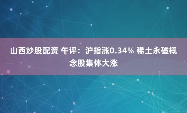 山西炒股配资 午评：沪指涨0.34% 稀土永磁概念股集体大涨